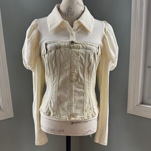 Divided ecru stretch denim dyed jeans look bustier Size L